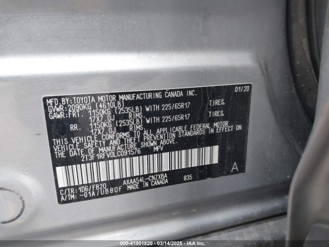 2T3F1RFV0LC091576 Toyota a25a-fks