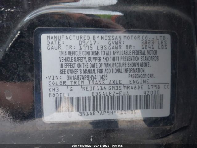 3N1AB7AP9HY411436 Nissan SENTRA S
