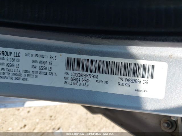 2013 CHRYSLER 200 1C3CCBAG2DN767678 Photo 8