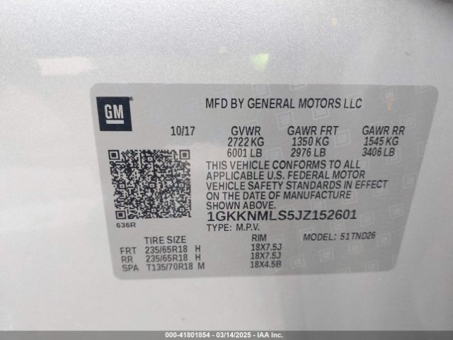 1GKKNMLS5JZ152601 GMC Acadia Slt-1