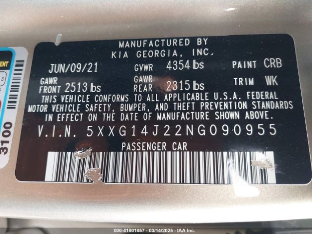 2022 KIA K5 5XXG14J22NG090955 Photo 8