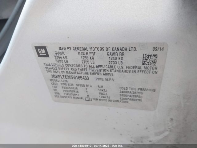 2GKFLTE36F6165433 GMC Terrain Slt-2