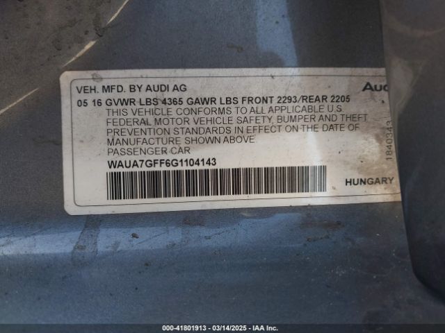 WAUA7GFF6G1104143 Audi A3 1.8t Premium