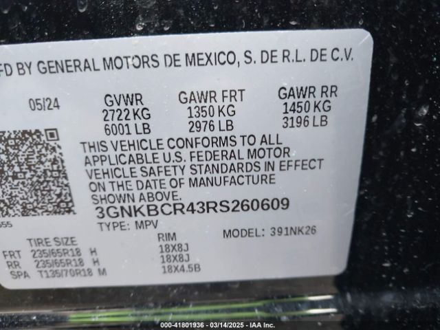 3GNKBCR43RS260609 Chevrolet Blazer Fwd 2lt