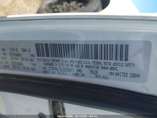 1C6RR6LT9JS238917 RAM 1500 Lone Star Silver  4x2 5'7 Box