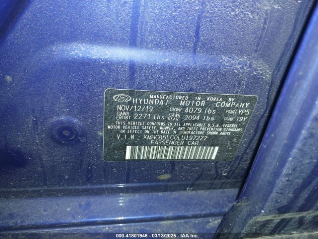 KMHC85LC0LU197222 Hyundai Ioniq Hybrid Sel
