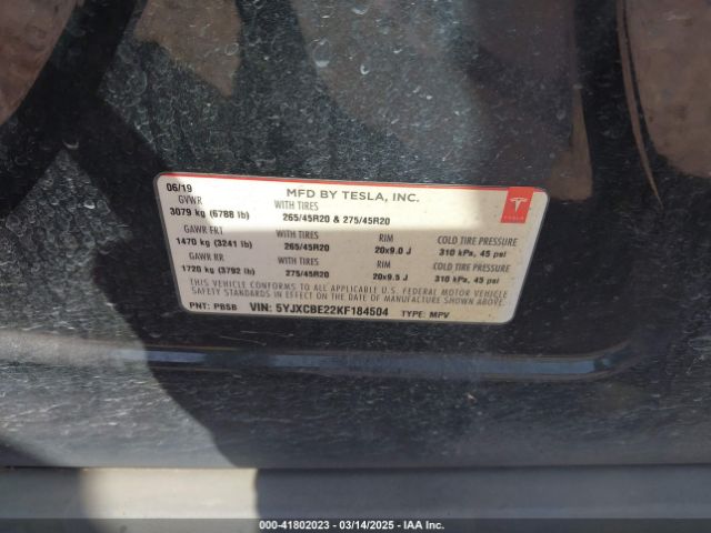 5YJXCBE22KF184504 Tesla Model X 100d/75d/long Range