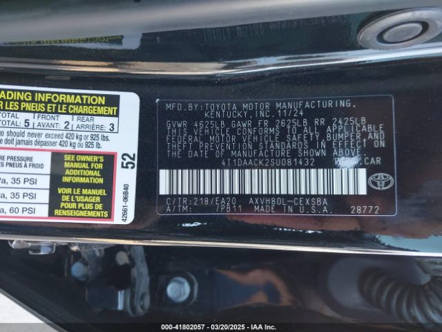 4T1DAACK2SU081432 Toyota CAMRY SE