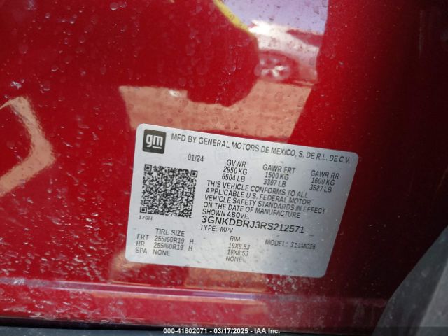 3GNKDBRJ3RS212571 Chevrolet Blazer Ev Eawd 2lt