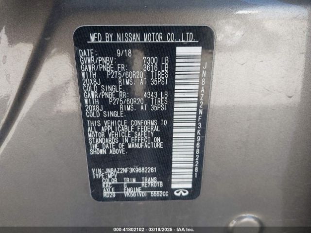 JN8AZ2NF3K9682281 Infiniti QX80 LUXE