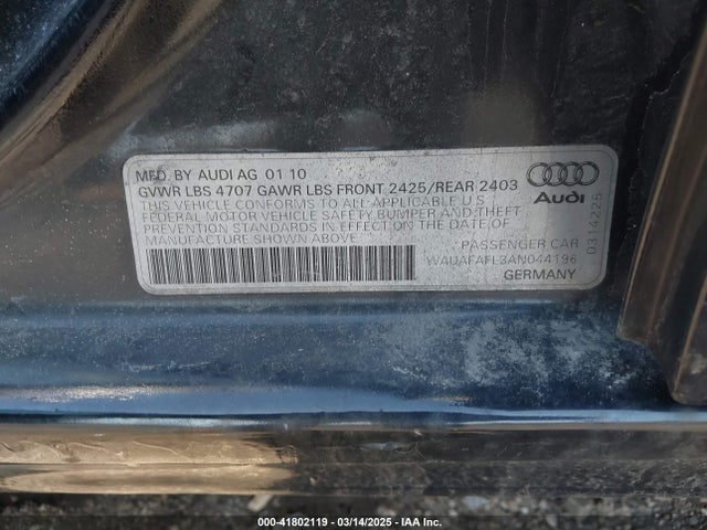 2010 AUDI A4 WAUAFAFL3AN044196 Photo 8