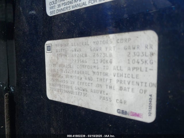 1995 CADILLAC DEVILLE 1G6KD52B4SU237730 Photo 8