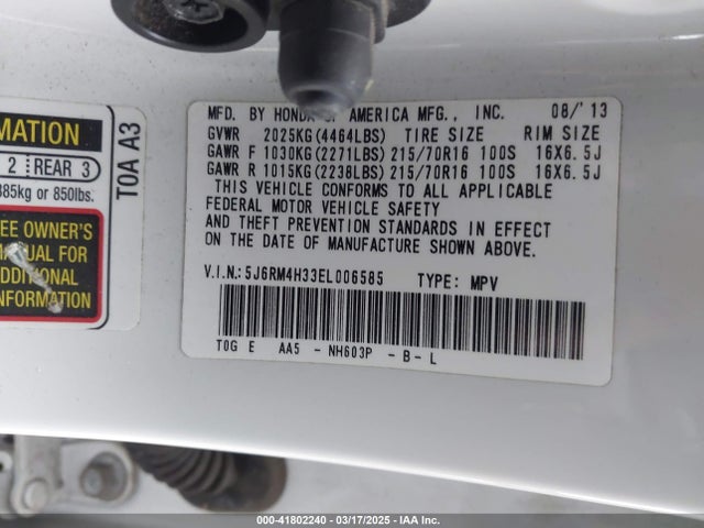 5J6RM4H33EL006585 Honda CR-V LX