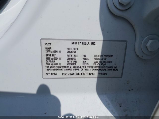 7SAYGDEEXNF314213 Tesla Model Y Long Range Dual Motor All-wheel Drive