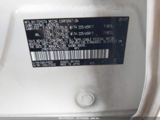 JTMZFREV5HJ707504 Toyota RAV4 LE