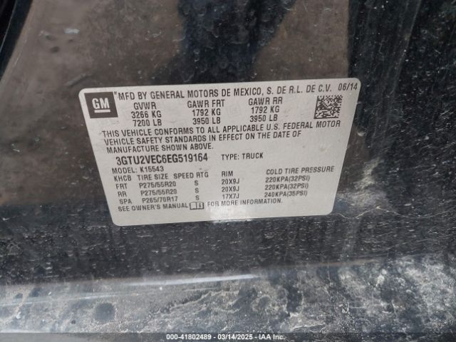 3GTU2VEC6EG519164 GMC Sierra 1500 Slt