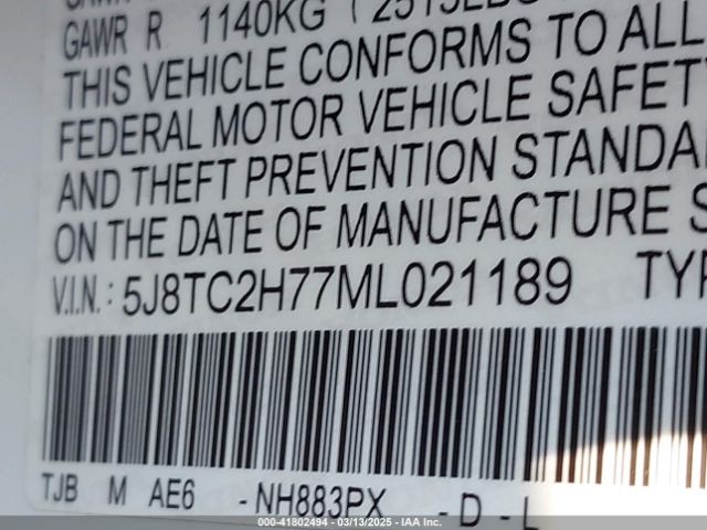 2021 ACURA RDX 5J8TC2H77ML021189 Photo 8