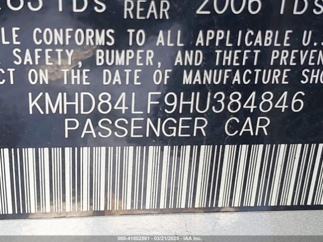 KMHD84LF9HU384846 Hyundai 2017