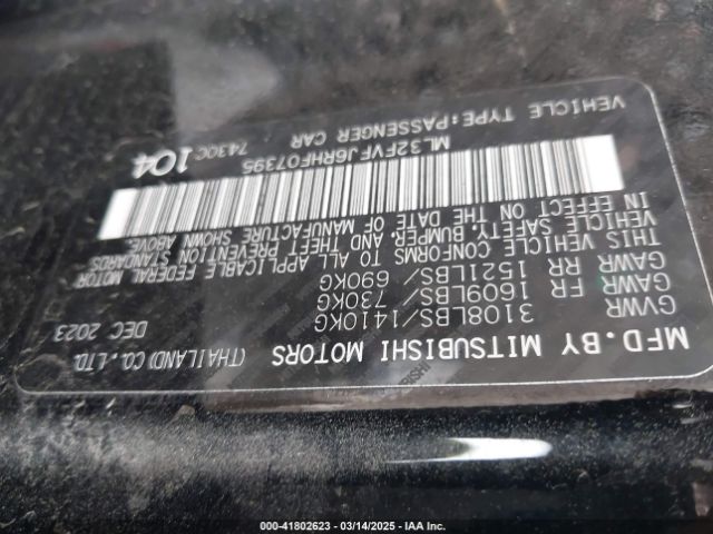 ML32FVFJ6RHF07395 Mitsubishi Mirage G4 Se