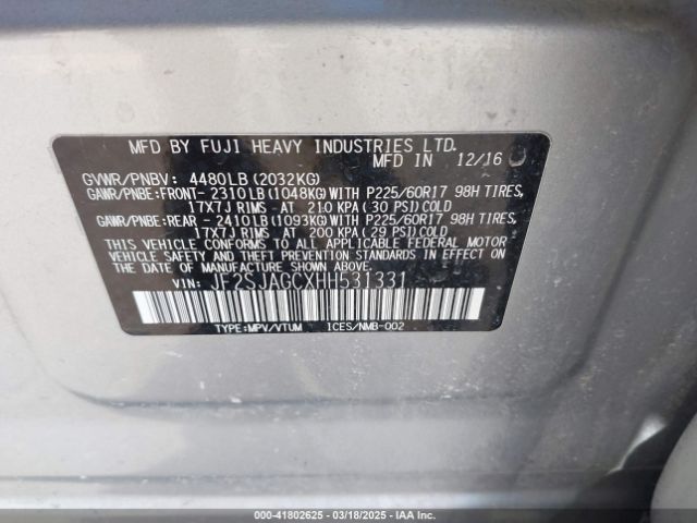 JF2SJAGCXHH531331 Subaru Forester 2.5i Premium