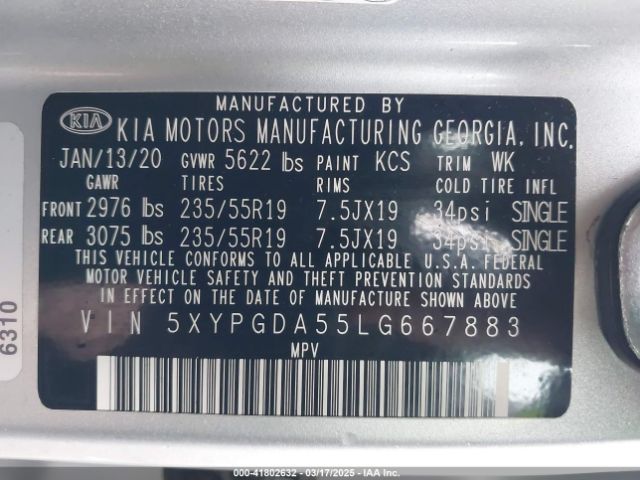 2020 KIA SORENTO 5XYPGDA55LG667883 Photo 8