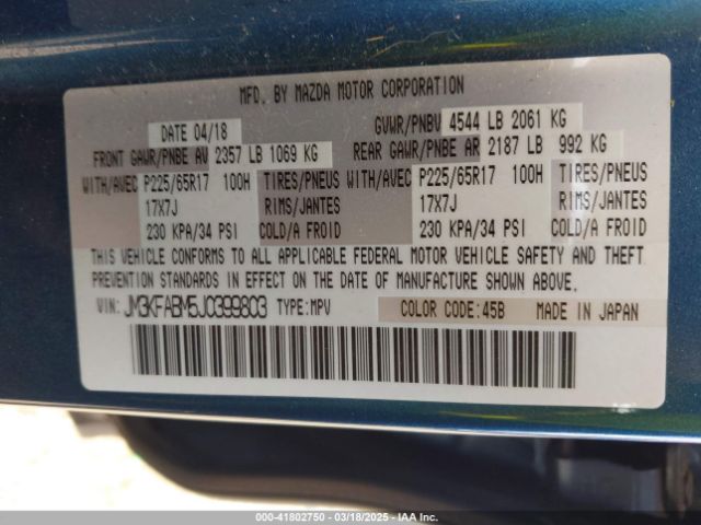 JM3KFABM5J0399803 Mazda CX-5 SPORT