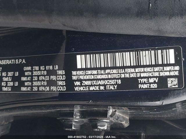 2017 MASERATI LEVANTE ZN661XUA6HX250718 Photo 8