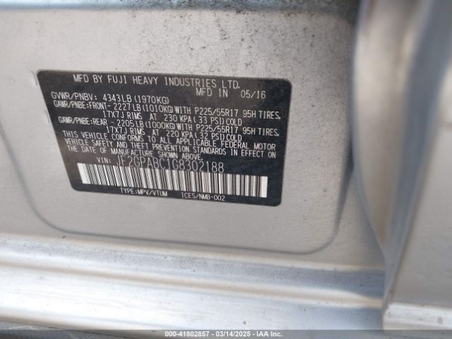 JF2GPABC1G8302188 Subaru Crosstrek 2.0i Premium