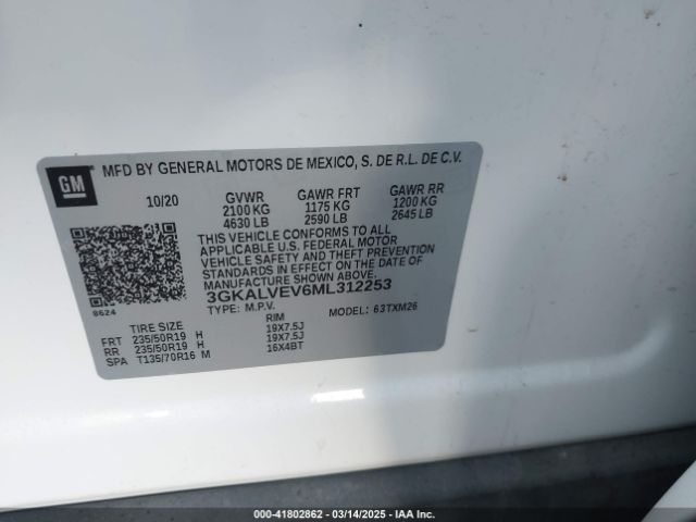 3GKALVEV6ML312253 GMC Terrain Awd Slt
