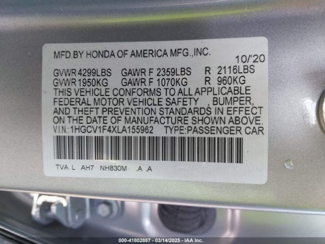 1HGCV1F4XLA155962 Honda ACCORD EX
