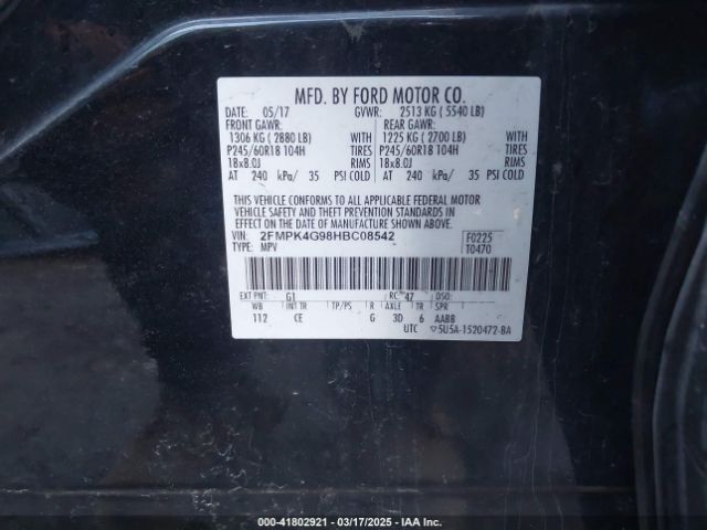 2FMPK4G98HBC08542 Ford EDGE SE