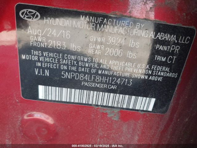 5NPD84LF8HH124713 Hyundai Elantra Value Edition
