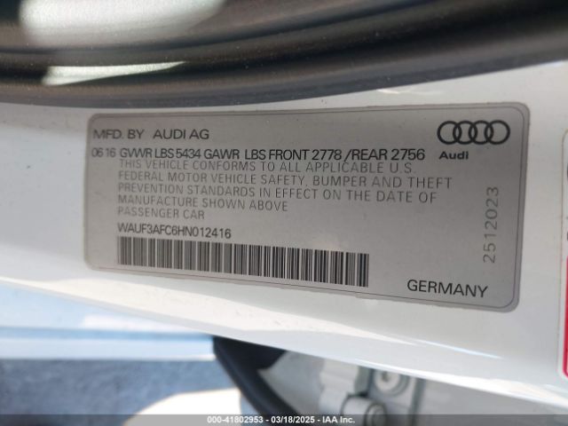 WAUF3AFC6HN012416 Audi A6 3.0t Competition Prestige