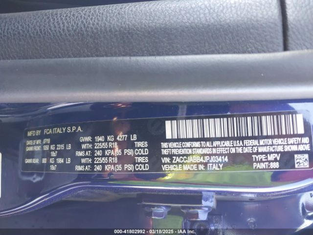 ZACCJABB4JPJ03414 Jeep Renegade Latitude Fwd