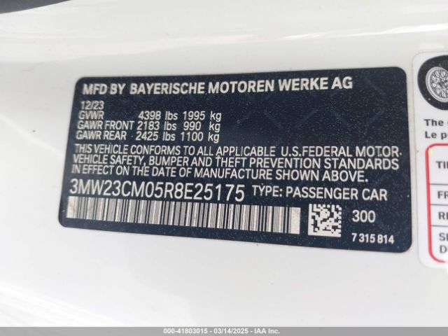 3MW23CM05R8E25175 BMW 230 I