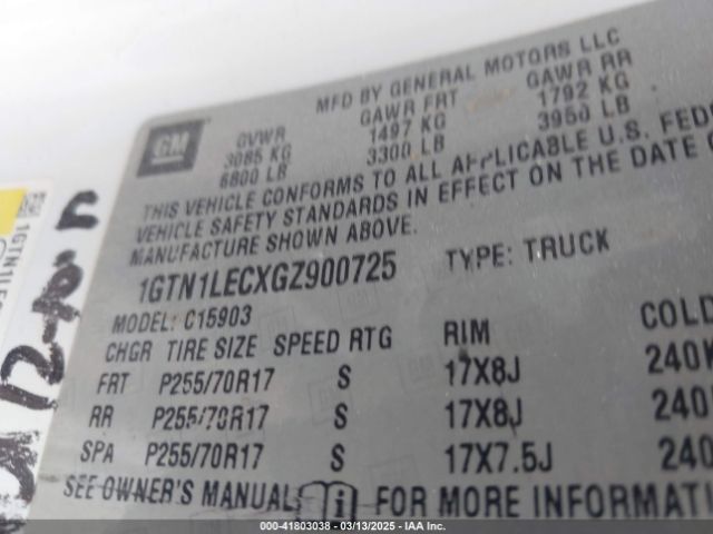 1GTN1LECXGZ900725 GMC SIERRA 1500