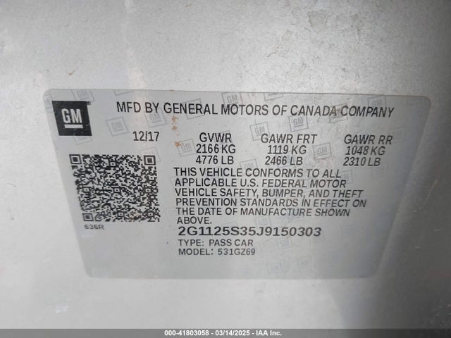 2G1125S35J9150303 Chevrolet IMPALA 2LZ