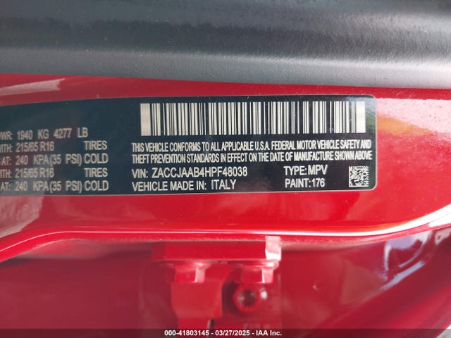 ZACCJAAB4HPF48038 Jeep Renegade Sport Fwd