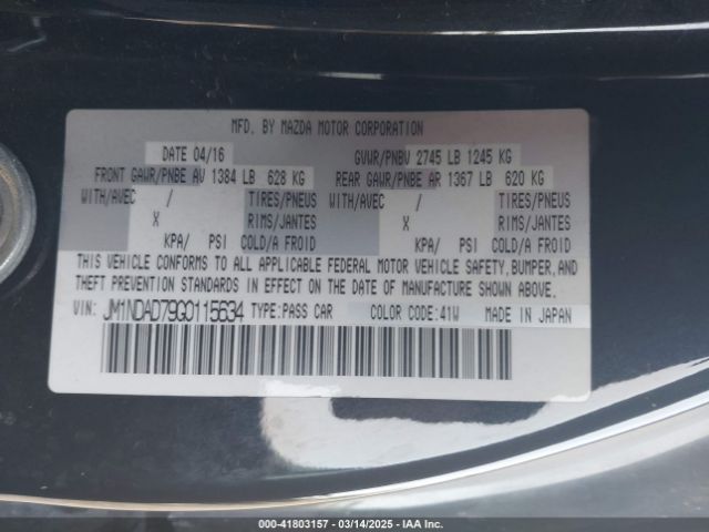 JM1NDAD79G0115634 Mazda Mx-5 Miata Grand Touring
