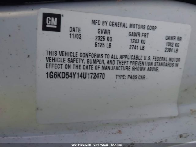 2004 CADILLAC DEVILLE 1G6KD54Y14U172470 Photo 8