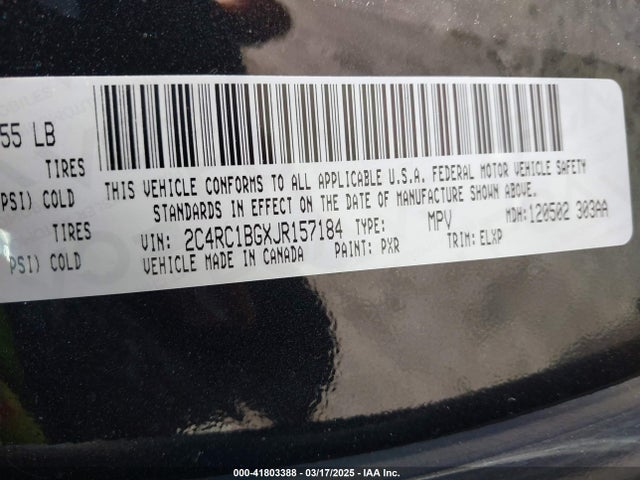 2C4RC1BGXJR157184 Chrysler Pacifica Touring L