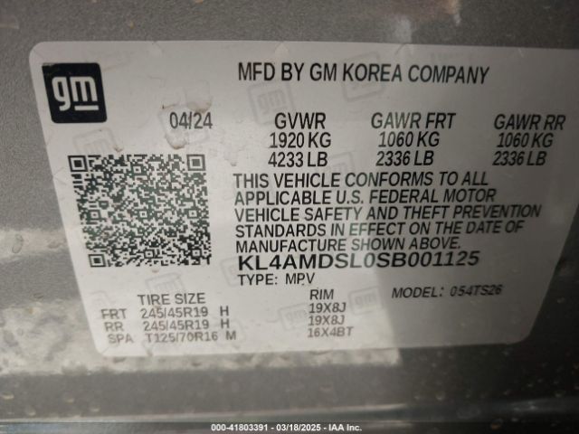 KL4AMDSL0SB001125 Buick Encore Gx Sport Touring Fwd