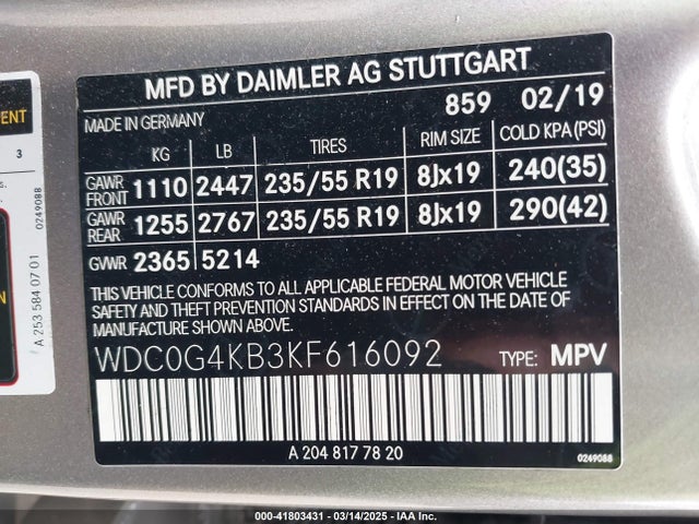 WDC0G4KB3KF616092 Mercedes-Benz Glc 300 4matic