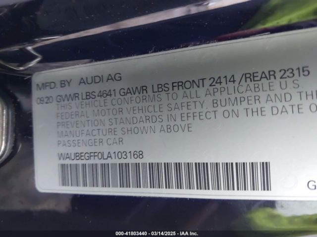 2020 AUDI A3 WAUBEGFF0LA103168 Photo 8