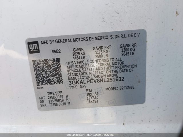 3GKALPEV8NL251632 GMC Terrain Fwd Slt