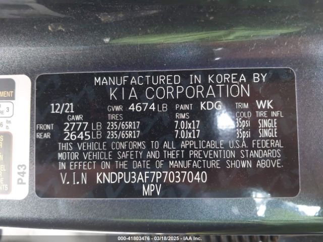 KNDPU3AF7P7037040 KIA Sportage Lx