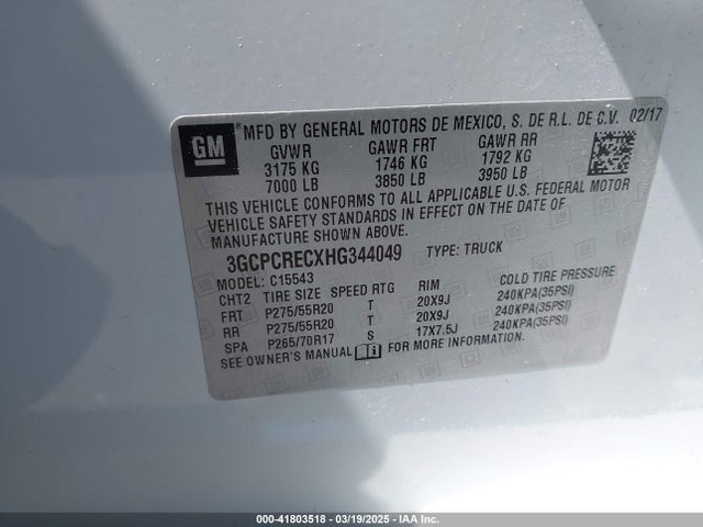 3GCPCRECXHG344049 Chevrolet Silverado 1500 1lt