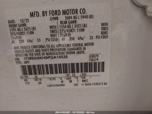1FMSK8KH9PGA14528 Ford Explorer St-line