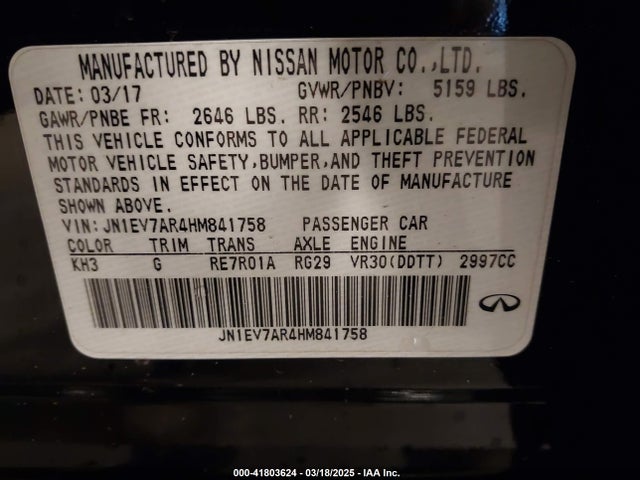 JN1EV7AR4HM841758 Infiniti Q50 3.0t Sport