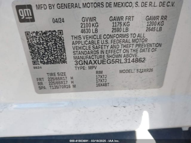 3GNAXUEG5RL314862 Chevrolet Equinox Awd Lt